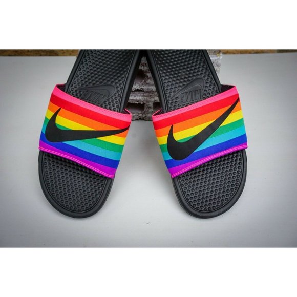 NIKE BENASSI JDI BETRUE Slide Slipper Sz 14 CD2717-001 Rainbow Multi-Color LGBTQ - Picture 5 of 8